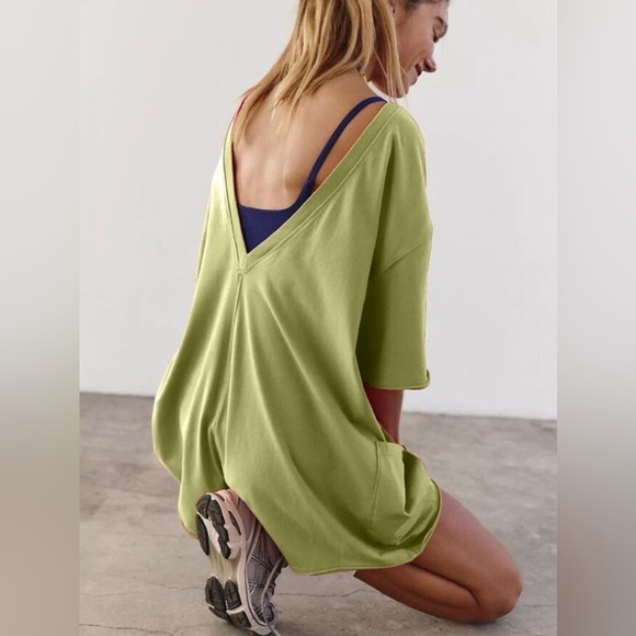 NWOT Free People Movement, Hot Shot Tee Romper, Various Sizes, Lime Green - Picture 1 of 9